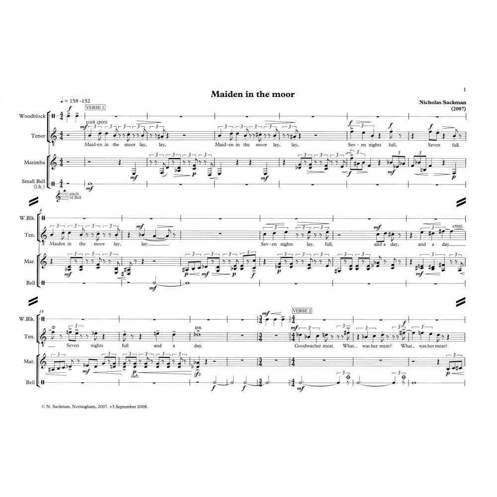 Maiden in the moor (for tenor and percussion)